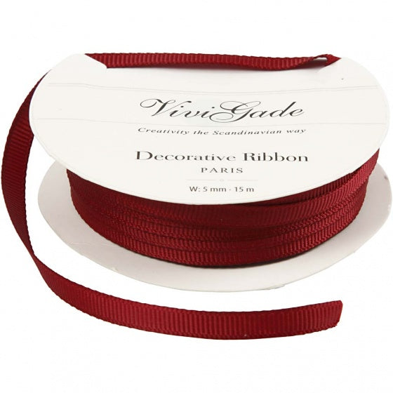 decoratielint Grosgrain 5 mm / 15 meter donkerrood