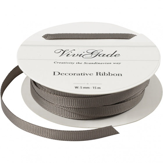 decoratielint Grosgrain 5 mm / 15 meter grijs
