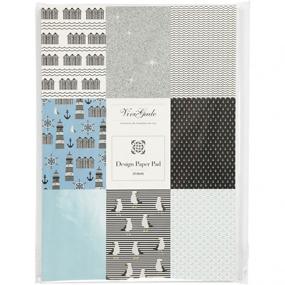 designpapier blok blauw 21 x 30 cm 24 vellen