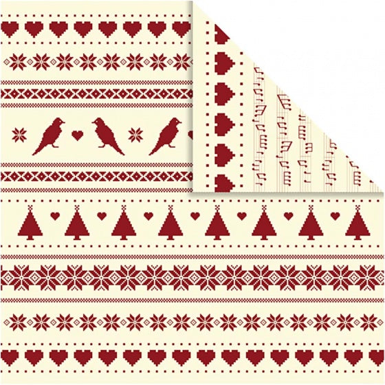 dubbelzijdig designpapier rood/crème 30
