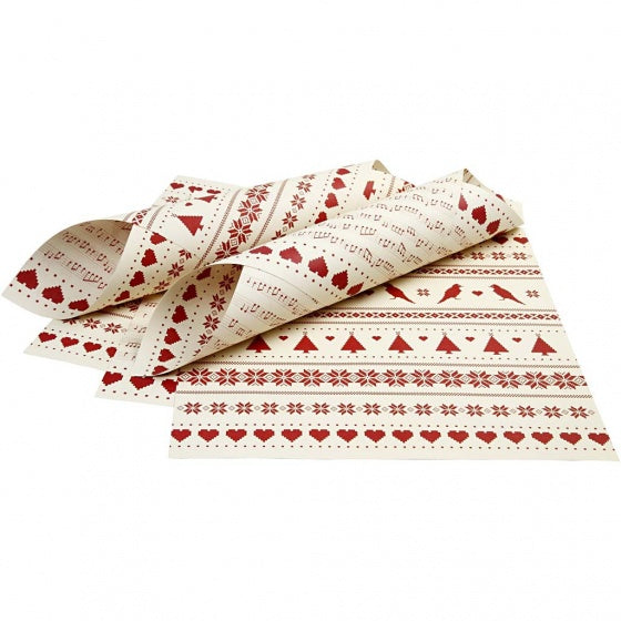 dubbelzijdig designpapier rood/crème 30