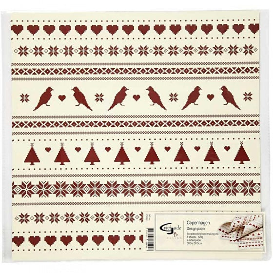 dubbelzijdig designpapier rood/crème 30
