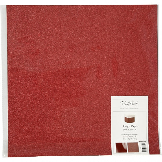 dubbelzijdig designpapier glitter/lak rood 30