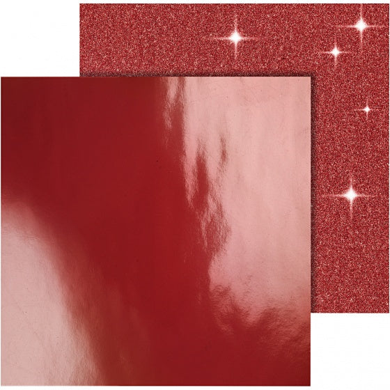 dubbelzijdig designpapier glitter/lak rood 30