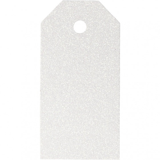 labels glitter 15 stuks 5 x 10 cm wit karton