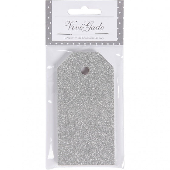 labels glitter 15 stuks 5 x 10 cm zilver karton