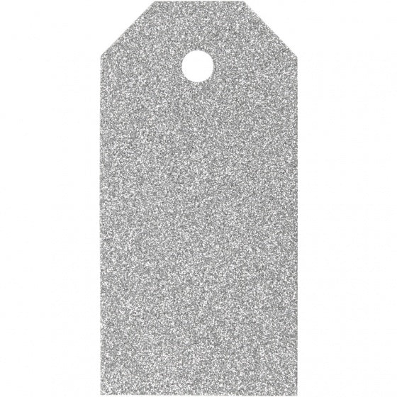 labels glitter 15 stuks 5 x 10 cm zilver karton