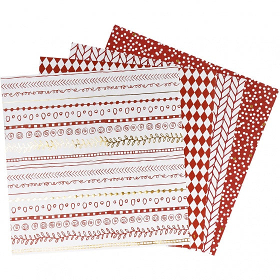 origamipapier 15 x 15 cm wit/rood 40 vellen