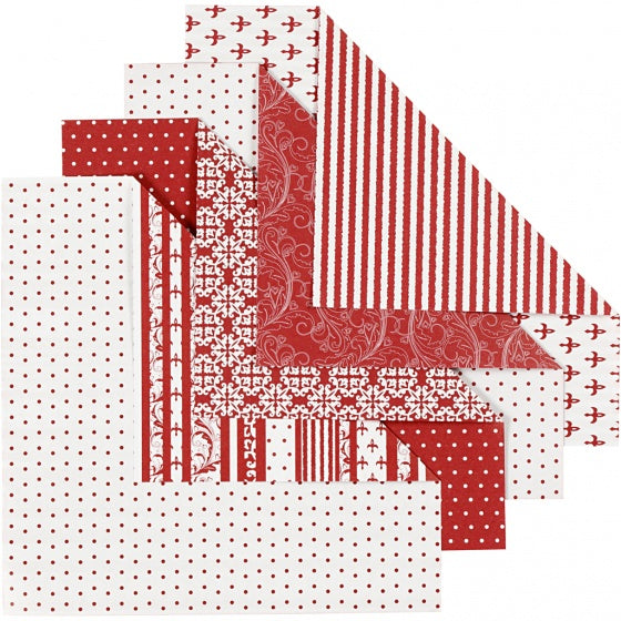 origamipapier 15 x 15 cm wit/rood 50 vellen