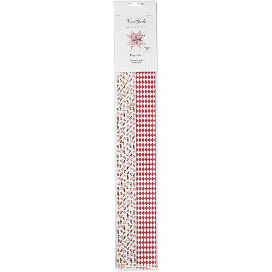 papieren XL vlechtstroken 100 cm rood/wit/goud 40 stuks