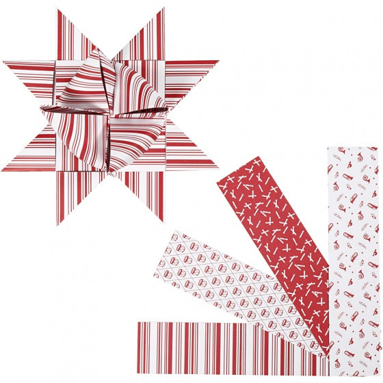 papieren XL vlechtstroken 100 cm wit/rood 40 stuks