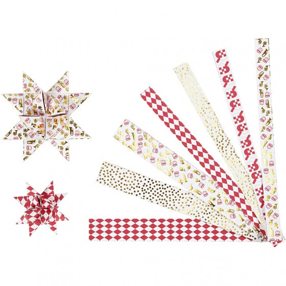 sterstroken papier 44/78 cm wit/goud/rood 48 stuks