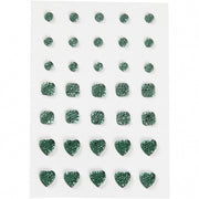 strasstenen groen rond/vierkant/hart 35 stuks
