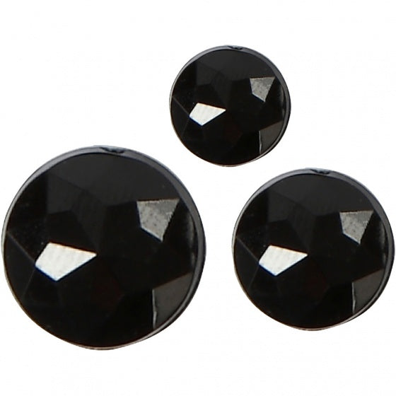 strasstenen zwart 6 + 8 + 10 mm 40 stuks
