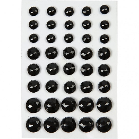 strasstenen zwart 6 + 8 + 10 mm 40 stuks