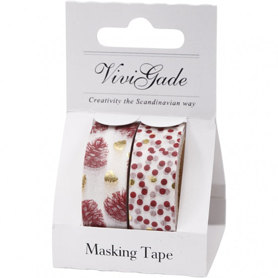 tape dennenappels en stippen 2 stuks 4 meter