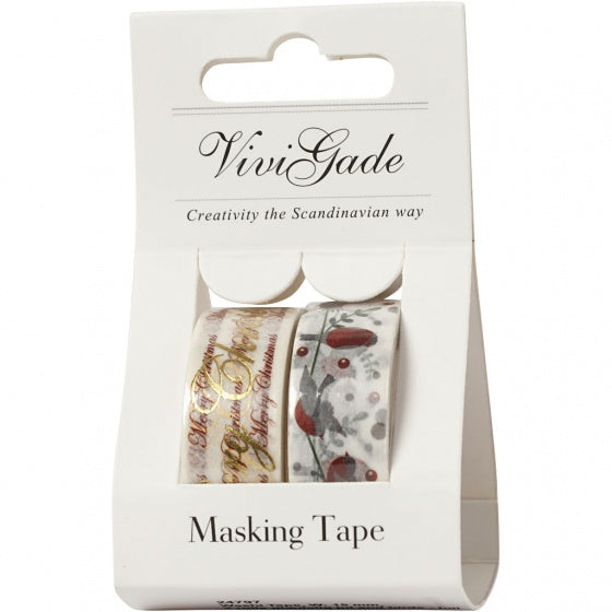 tape Merry Christmas en vogels 2 stuks 4 meter