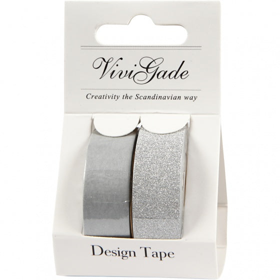 tape zilver/glitter 2 stuks