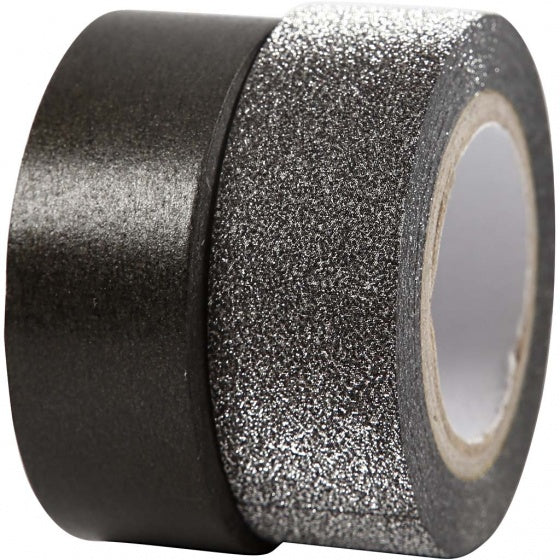 tape zwart/glitter 2 stuks