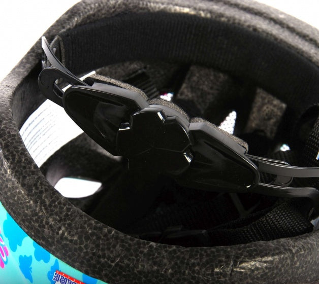 kinderhelm bloemetjes 47-51 cm blauw/roze