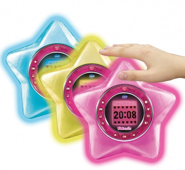 KidiMagic StarLight wekker met sfeerlicht 22 cm roze