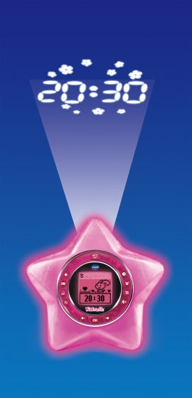 KidiMagic StarLight wekker met sfeerlicht 22 cm roze