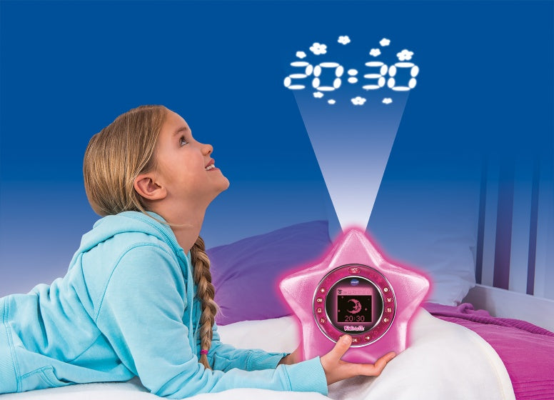 KidiMagic StarLight wekker met sfeerlicht 22 cm roze