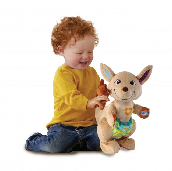 Spring & Speel Kangoeroe 40 cm bruine interactieve knuffel