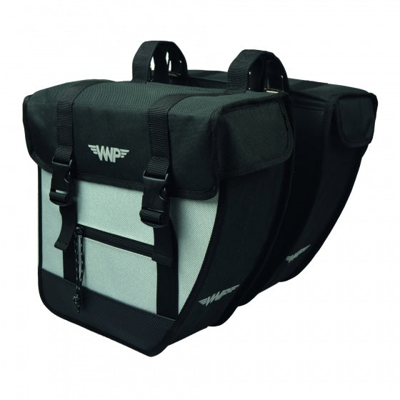 dubbele fietstas Tour 26 liter zwart/zilver