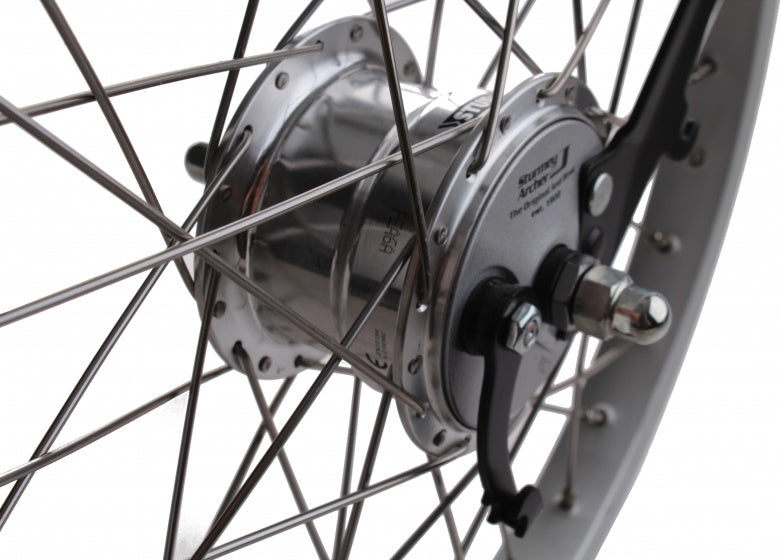 voorwiel 20 x 1.75 inch trommelrem aluminium zilver