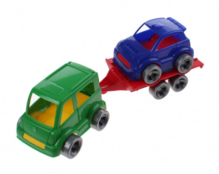 Kids Cars aanhanger met auto groen/blauw