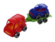 Kids Cars aanhanger met auto geel/groen