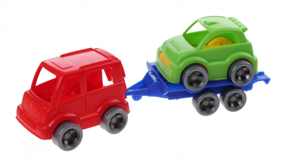 Kids Cars aanhanger met auto rood/groen