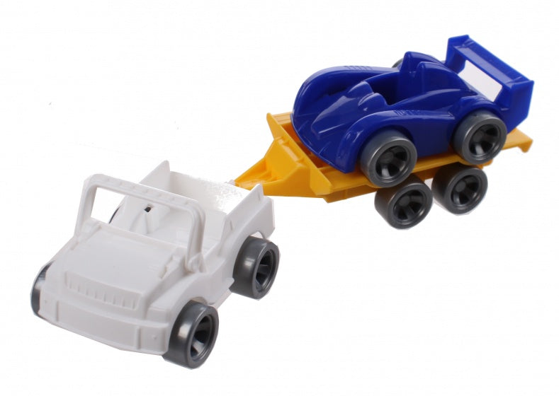 Kids Cars aanhanger met auto wit/blauw