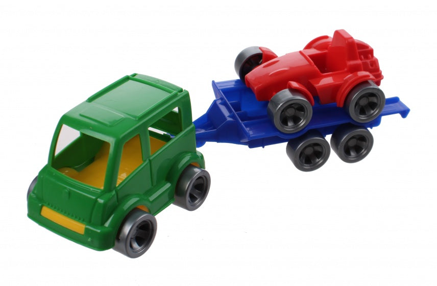 Kids Cars aanhanger met racewagen groen/rood