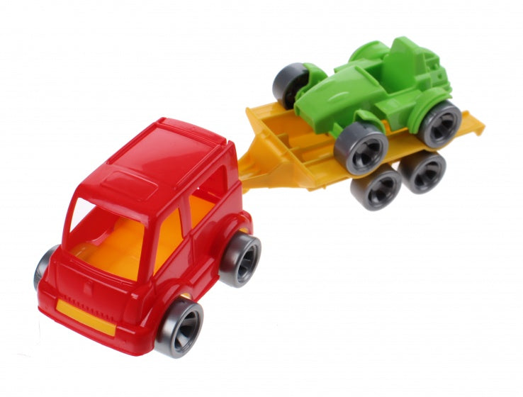 Kids Cars aanhanger met racewagen rood/groen