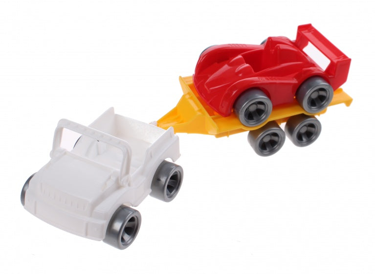 Kids Cars aanhanger met racewagen wit/rood