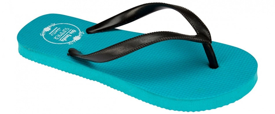 Teenslippers junior print blauw aqua zwart maat 33