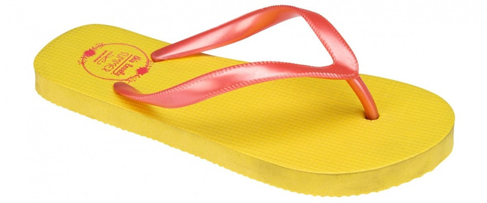 Teenslippers junior print geel roze maat 34