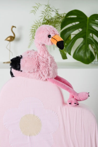 warmteknuffel flamingo 39 cm roze