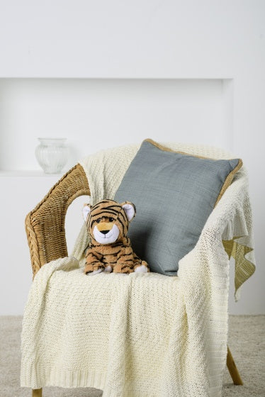 warmteknuffel tijger 26 cm bruin/zwart