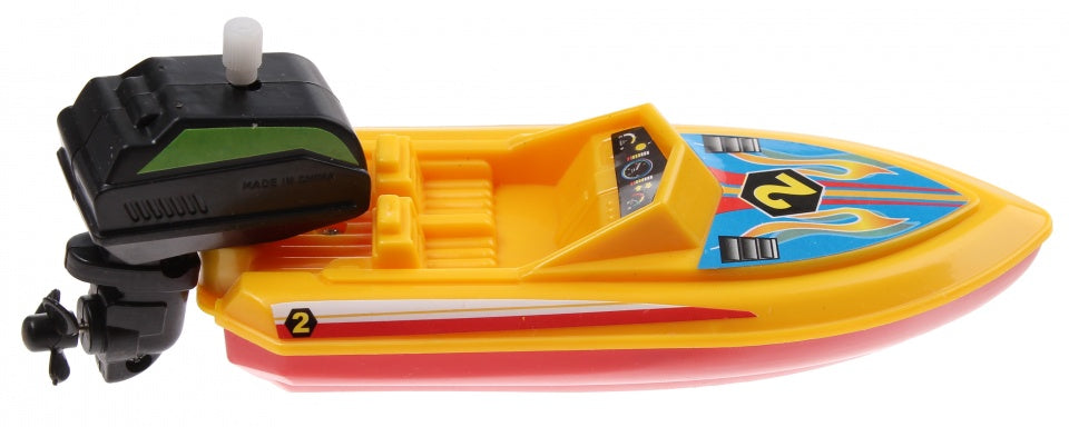 Opwindbare speedboot 15 cm geel