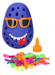 waterbom Plonsclown met 50 ballonnen 10 cm blauw
