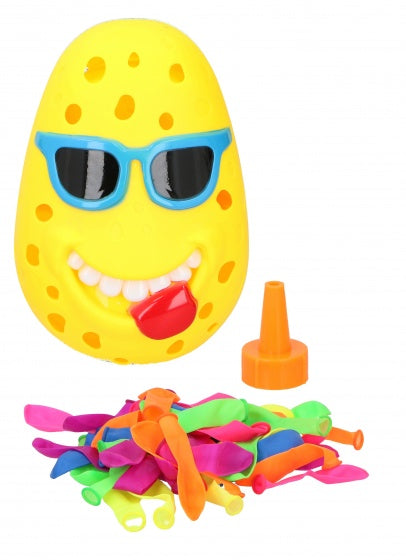 waterbom Plonsclown met 50 ballonnen 10 cm geel