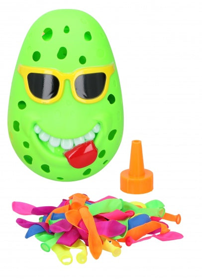 waterbom Plonsclown met 50 ballonnen 10 cm groen