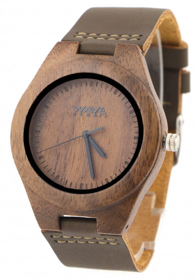 horloge Citizen Miyota dames 4 cm hout/leer bruin