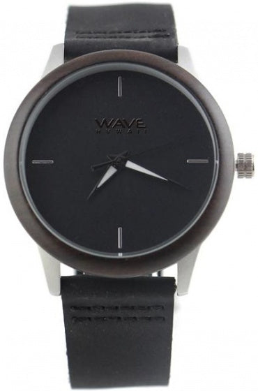 horloge Citizen Miyota dames 4 cm hout/leer zwart