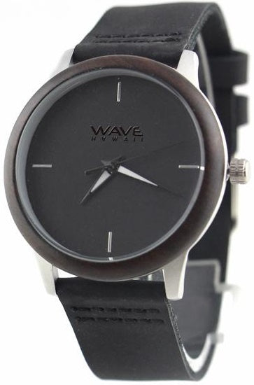 horloge Citizen Miyota dames 4 cm hout/leer zwart