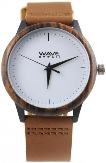horloge Zebra dames 4 cm hout/leer bruin