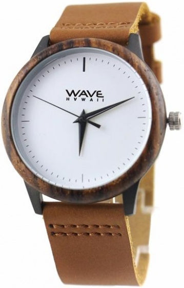 horloge Zebra dames 4 cm hout/leer bruin